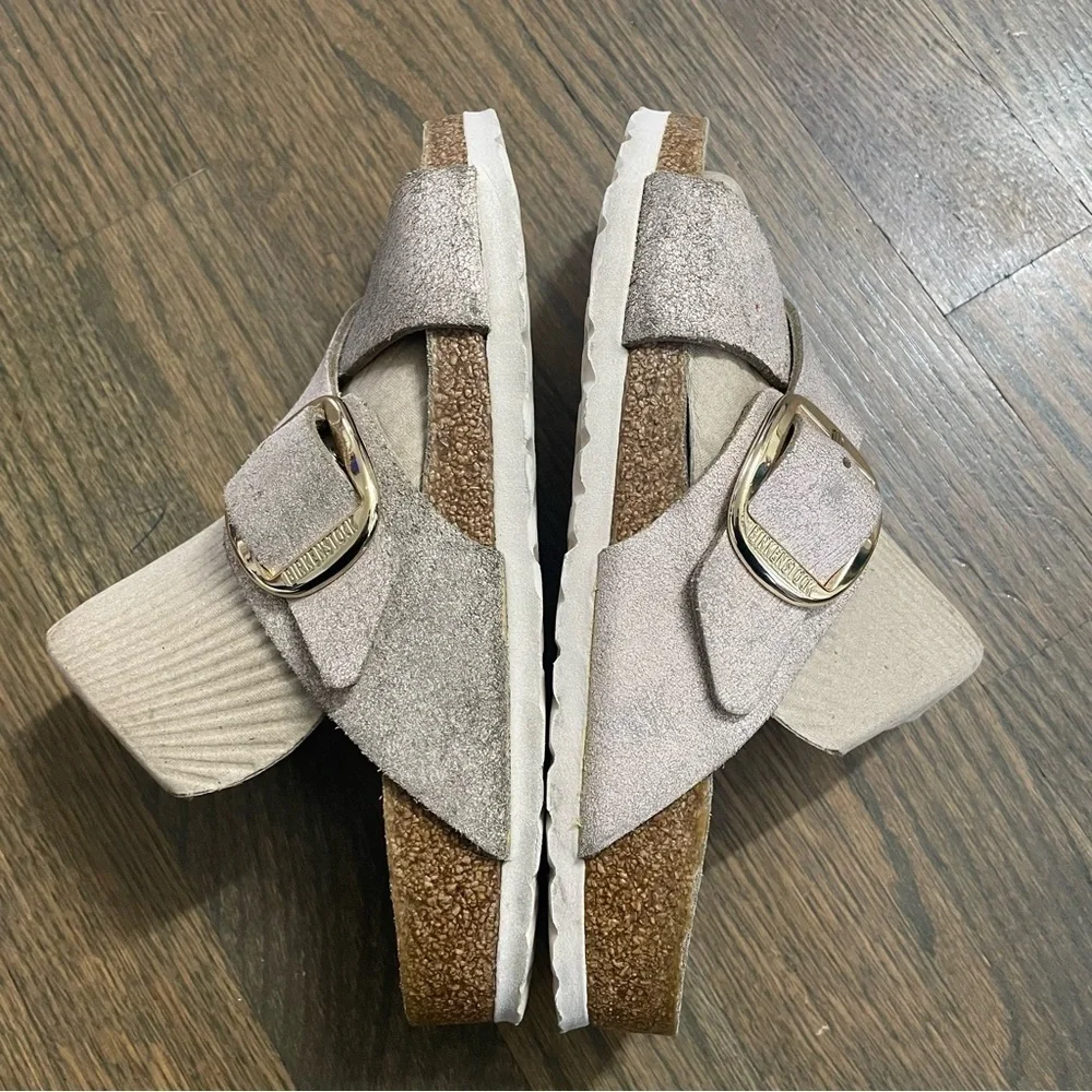 Birkenstock Siena big buckle washed metallic suede
